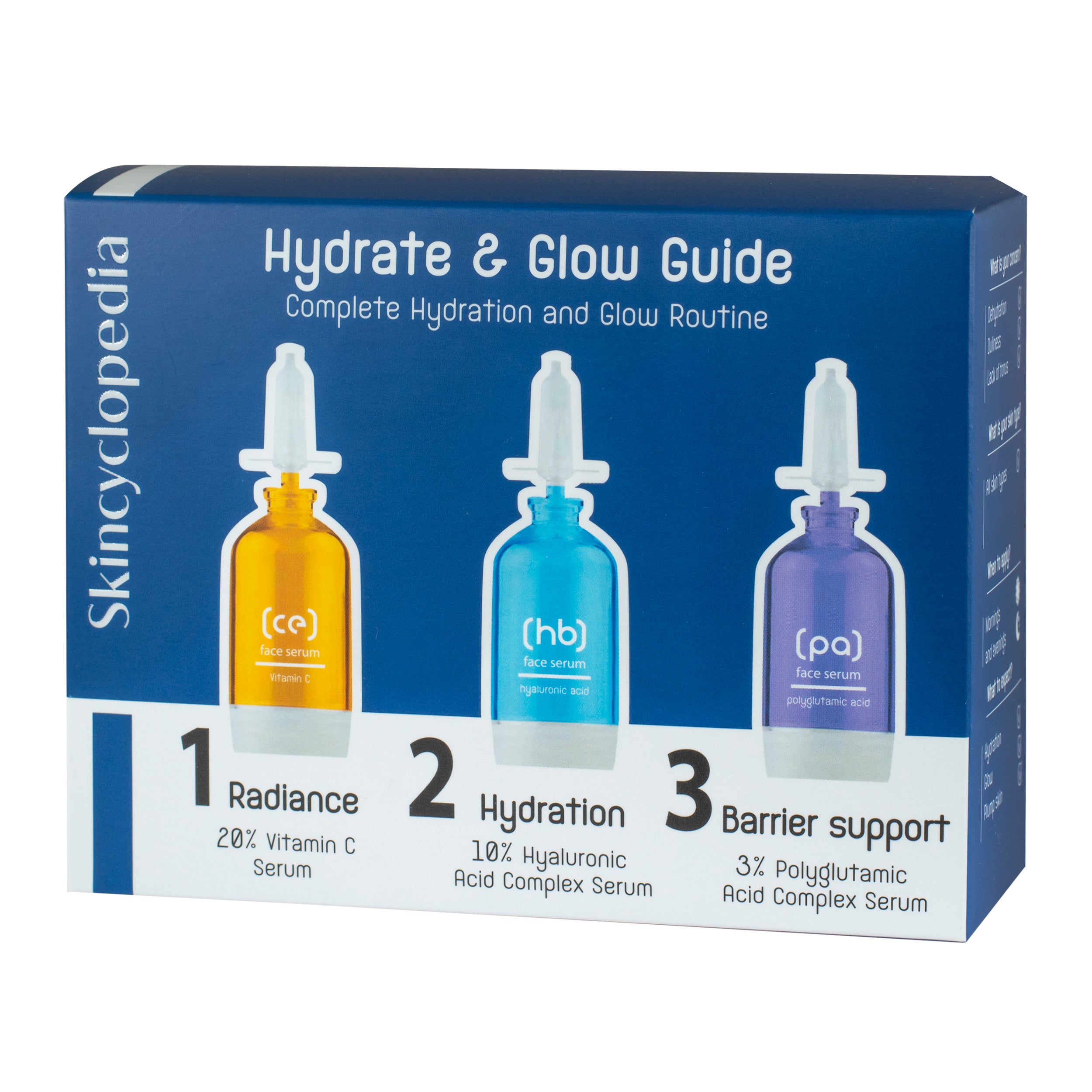 SKC Set hidratante 3 sueros faciales de 15 ml.